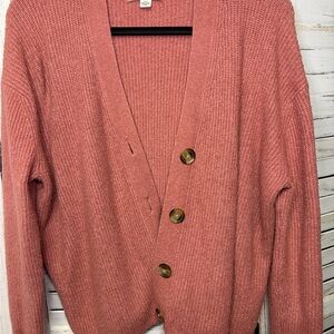Women’s Size Small American Eagle Outfitters Coral Button-Down Cardigan Sweater